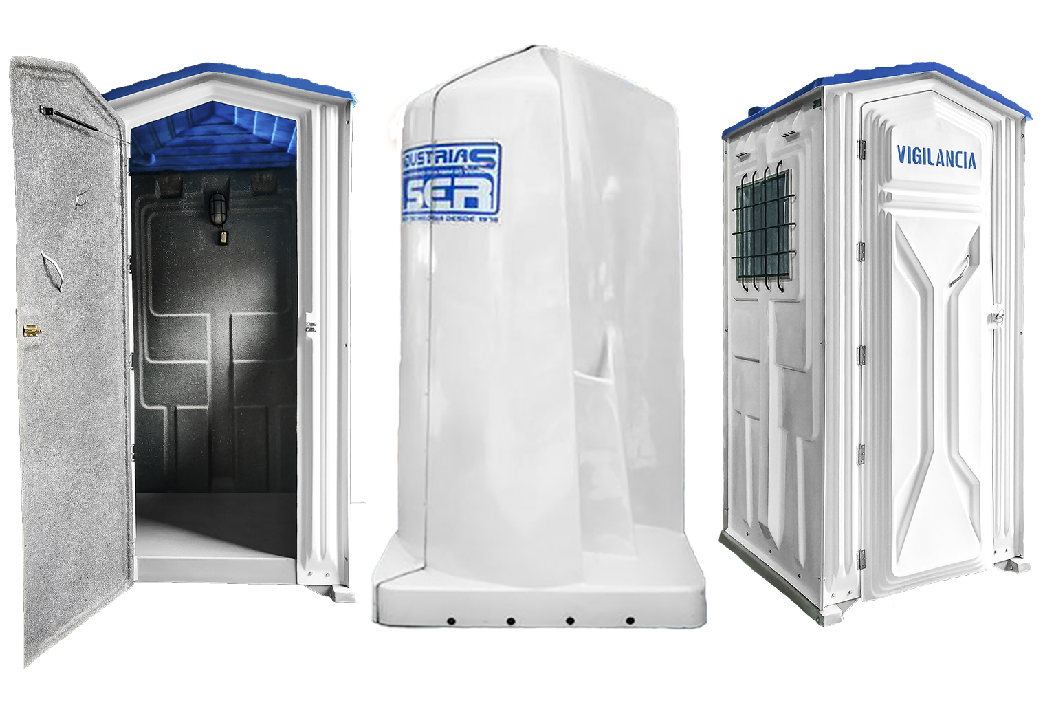 Baños portátiles, duchas móviles y casetas en fibra de vidrio (PRFV) fabricados por Industrias SER en Santa Cruz de la Sierra, Bolivia